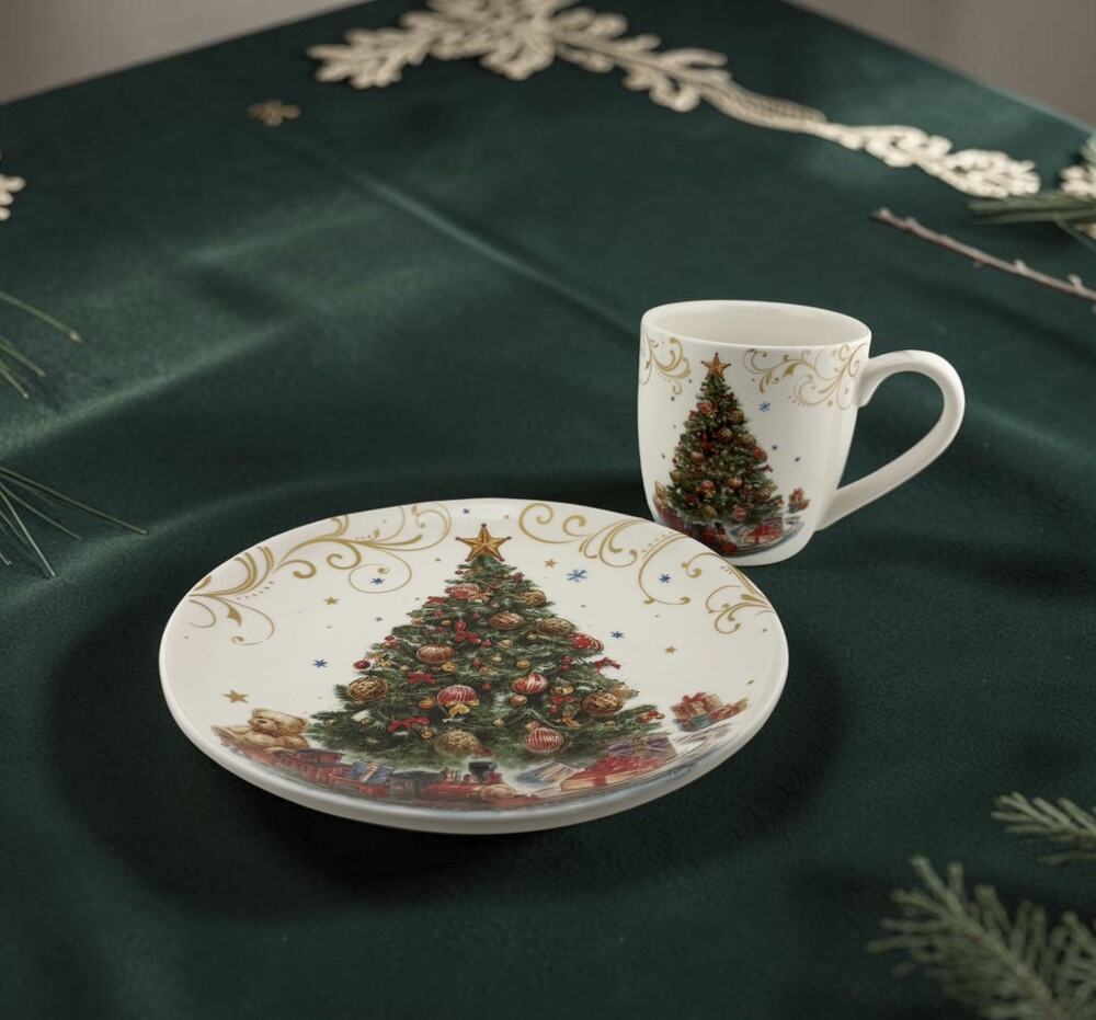 Southern Living Christmas Tree China 8" Plate w/ Mug NEW from Dillards